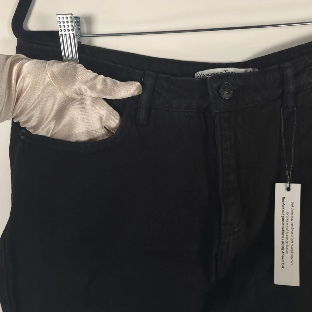 NWT HIGHWAY JEANS‎ Black Denim Faux Wrap Asymmetrical Cut Off Shorts Size 13